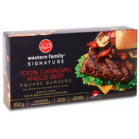 Western Family - Canadian Angus Square Burgers, 6 Each