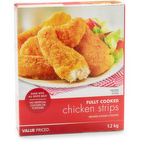 Value Priced - Fully Cooked Chicken Strips Breaded Chicken Cutlettes, 1.2 Kilogram