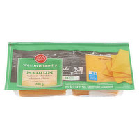 Western Family - Medium Cheddar Cheese Slices, 700 Gram