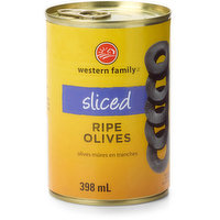 Western Family - Black Ripe Olives, Sliced, 398 Millilitre