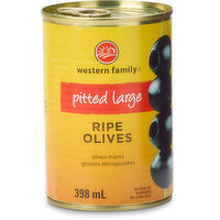 western Family - Pitted Large Ripe Olives, 398 Millilitre