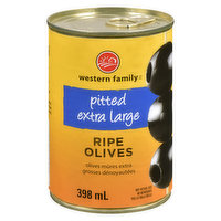 western Family - Black Olives Ripe X-Large, 398 Millilitre