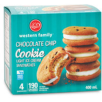 Western Family - Chocolate Chip Cookie Ice Cream Sandwich, 400 Millilitre