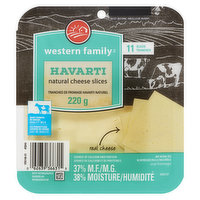 Western Family - Natural Cheese Slices, Havarti, 220 Gram