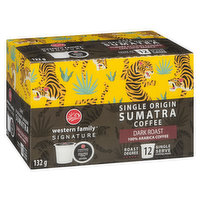 Western Family - Signature Single Origin Sumatra Coffee Pods, Dark Roast, 12 Each