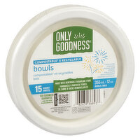 Only goodness - Compostable Bowls, 355ML, 15 Each