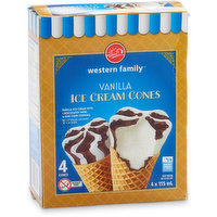 Western Family - Ice Cream Cone Vanilla, 4 Each