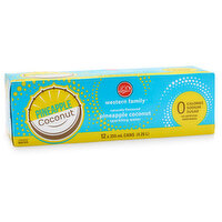 Western Family - Sparkling Water Pineapple Coconut, 12 Each