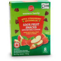 Western Family - Apple Strawberry Watermelon 100% Fruit Snacks, 8 Pack, 112 Gram