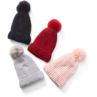 Hat - Ladies Chenille with Pom Pom, Assorted, 1 Each