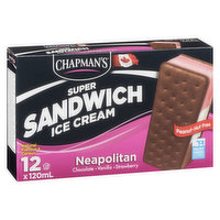 Chapman's - Super Sandwich Ice Cream Neopolitan, 12 Each