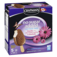 Chapmans - Ice Cream Bars, Lactose Free Vanilla with a chocolaty Coating & Almonds, 5 Each