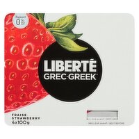 Liberte - Greek Yogurt Strawberry 0%, 4 Each