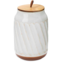 Ceramic - Jar with Wooden Lid 10in, 1 Each