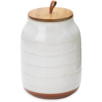 Ceramic - Jar with Wooden Lid 8 inch, 1 Each