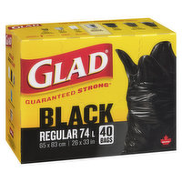 Glad - Black Garbage Bags Odour Guard - Regular, 40 Each