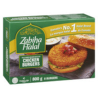 Zabiha Halal - Chicken Burgers, 8 Each