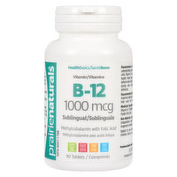 Prairie Naturals - Vitamin B12 with Folic Acid 1000mcg, 90 Each