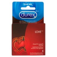 Durex - Love Lubricated Condoms, 4 Each