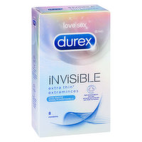 Durex - Invisible Extra Thin - Extra Sensitive Condoms, 8 Each
