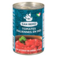 San Remo - Diced Tomatoes- No Salt, 398 Millilitre