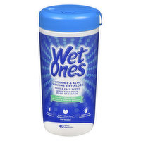 Wet Ones - Hand & Face Wipes, Vitamin E & Aloe, 40 Each