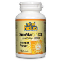 Natural Factors - Vitamin D3 1000IU, 180 Each