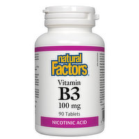 Natural Factors - Vitamin B3 Niacin 100mg, 90 Each