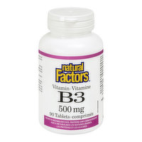 Natural Factors - Vitamin B3 Niacin 500mg, 90 Each