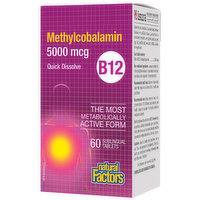 Natural Factors - Vitamin B12 Methylcobalamin 5000mcg Sublingual, 60 Each