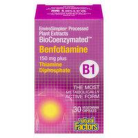 Natural Factors - Vitamin B1 Benfotiamine + Thiamine BioCoenzymated, 30 Each