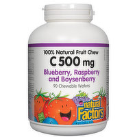 Natural Factors - C 500mg Fruit Chew Blueberry Raspberry Boysenberry, 90 Each