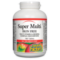 Natural Factors - Super Multi Iron Free, 180 Each