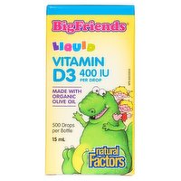 Natural Factors - Big Friends Vitamin D3 400IU Drops, 15 Millilitre