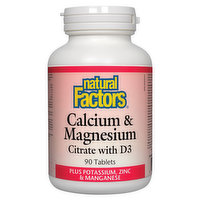Natural Factors - Calcium & Magnesium Citrate + Vitamin D3, 90 Each