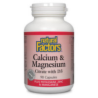 Natural Factors - Calcium & Magnesium Citrate with D3 & Minerals, 90 Each
