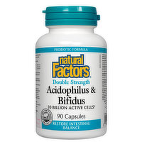 Natural Factors - Acidophilus & Bifidus Double Strength 5 Billion, 90 Each
