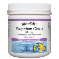 Natural Factors - Stress Relax Magnesium Citrate 300mg Tropical, 250 Gram