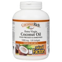 Natural Factors - CoconutRich Extra Virgin Coconut Oil 1000mg, 120 Each