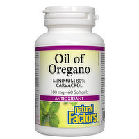 Natural Factors - Oil of Oregano 180mg, 60 Each