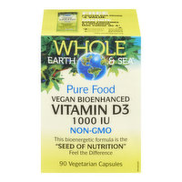 Whole Earth & Sea - Vitamin D3 1000IU Plant Based, 90 Each