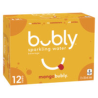 Bubly Bubly - Sparkling Water Mango, 12 Each