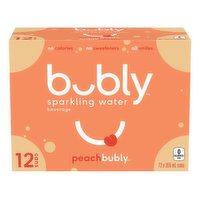 Bubly Bubly - Sparkling Water Peach, 12 Each