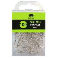 Buffalo - Push Pins - Clear, 100 Each