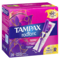 Tampax - Radiant Tampons, Regular, 28 Each