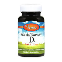 Carlson Labs - Vitamin D3 1000IU, 100 Each