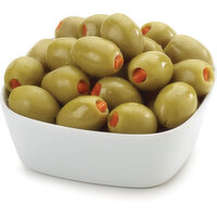 Olives - Green, Pitted, Stuffed w/Pimento, Fresh, 100 Gram