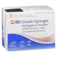 BD - Ultra Fine II Insulin Syringe Short 1/2ml, 100 Each