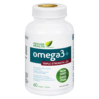 Genuine Health - Omega 3+ Triple Strength with D3, 60 Each