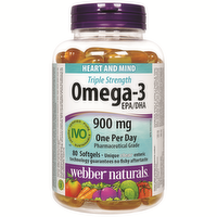 Webber naturals - Omega 3 900mg One Per Day, 80 Each